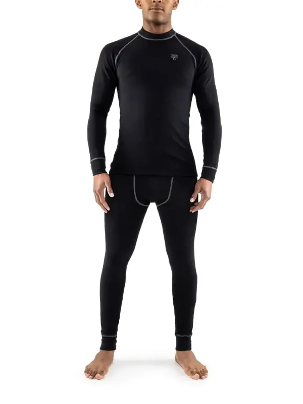 Wool Set, Round neck + Long Johns Black