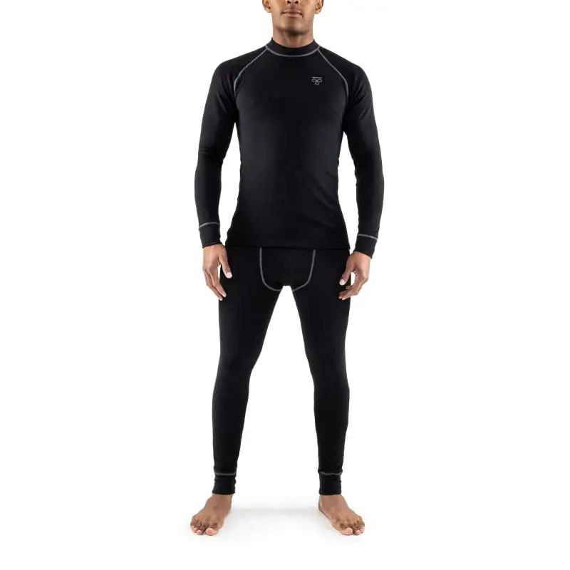 Wool Set, Round neck + Long Johns Black